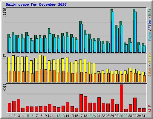 Daily usage for December 2020
