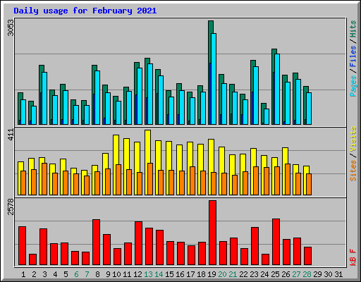 Daily usage for February 2021